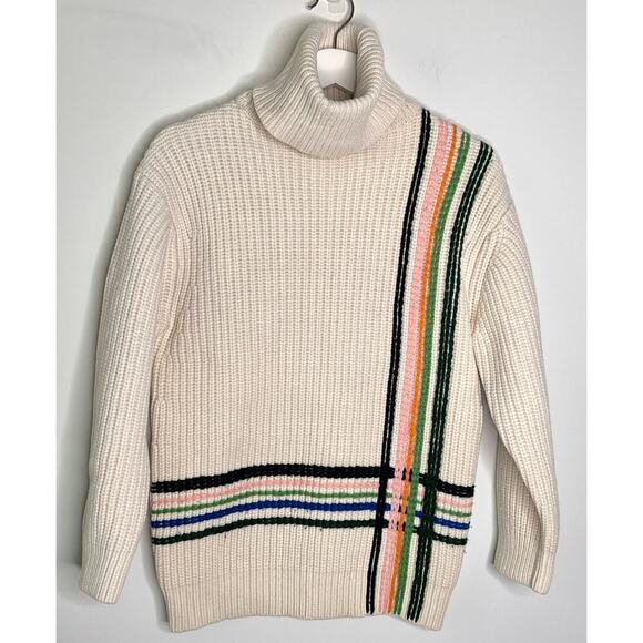 Tory Sport Merino Wool Long Sleeve Turtleneck Tunic Sweater Beige Women's Size S - Picture 2 of 8